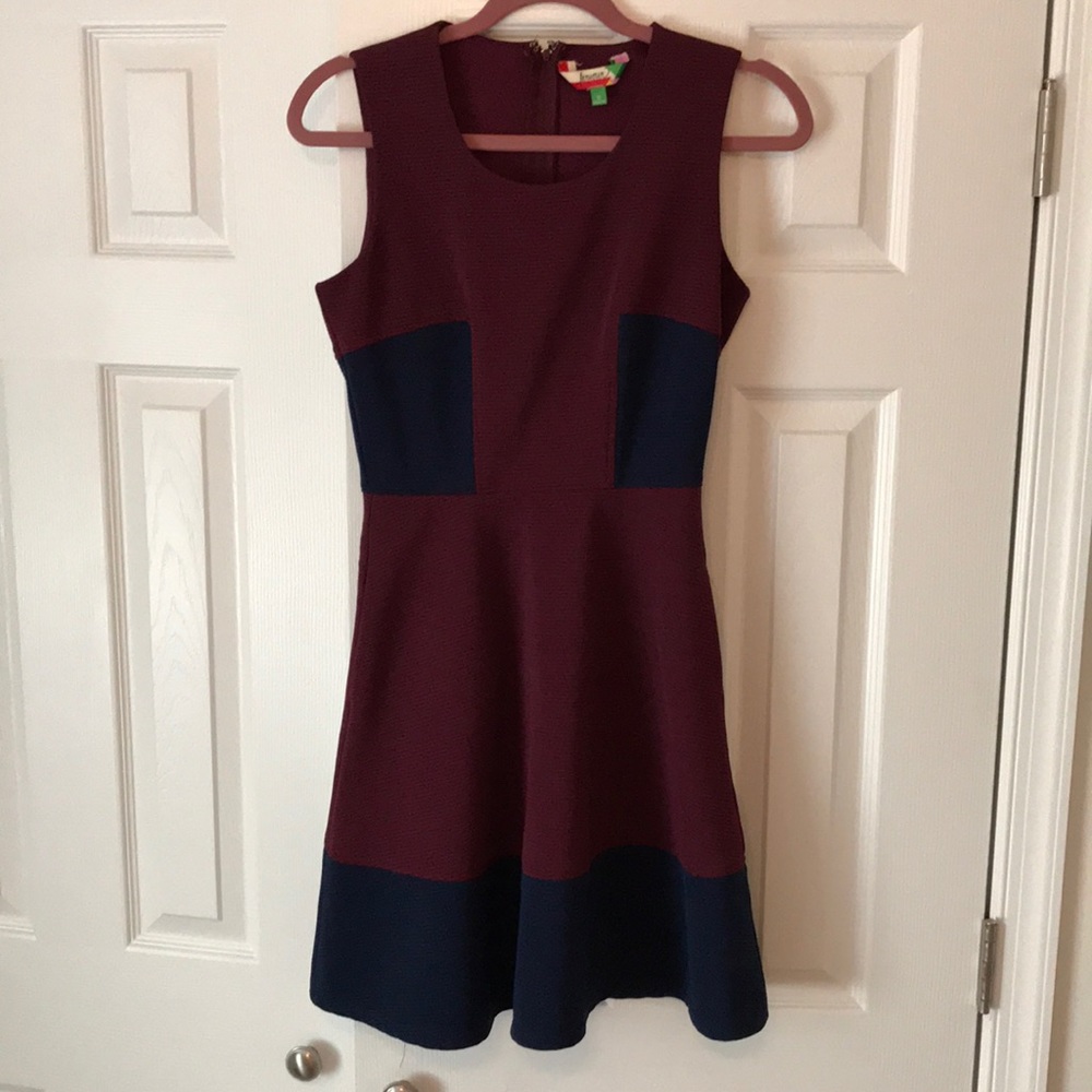 Burgundy and Blue A-line Dress